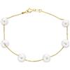 Bling Jewelry Braccialetto Da Sposa A Perle In Argento Sterling Placcato Oro Giallo Con Perle Di Acqua Dolce Coltivate Da 7 MM Con Stazione Di Perle A Catena Lunghezza 7 Pollici