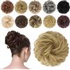 FESHFEN Chignon Finto per Capelli, Elastico Chignon Finti Sintetica Ondulato Capelli Naturale Riccio Coda di Cavallo Posticci per Capelli Spessi Updo per Donne, 42g Biondo Chiaro Gloden