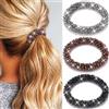 Reaky Elastici per capelli Perle Scrunchies per capelli 3 pezzi Strass Porta coda di cavallo Fasce elastiche per capelli Accessori per capelli per donna (nero, marrone scuro, grigio)