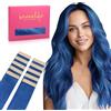 WENNALIFE Extension Capelli Veri Biadesivo, 10pz 40cm 25g Blu Extension Biadesive Capelli Veri Lisci Remy Tape in Hair Extensions Capelli Setosi Solo per L'aggiunta di Colori Set di Ricarica