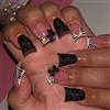 GlamRays 24 pezzi di unghie finte corte French Tip con design glitter colorato e fiocco carino, copertura completa