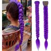 ZPQJV Clip per Treccia Finta Viola Scuro, 66cm, Per Intrecciare Capelli, Feste, Halloween, Cosplay, Parrucca