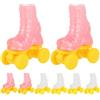 HEMOTON Pattini a rotelle per bambole, 4 paia, colore: bianco e rosa, scala 1:6