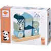 Eichhorn - Gioco Panda con 14 mattoncini per promuovere la coordinazione occhio-mano, giocattolo motorio in legno di betulla, 6 x 16 x 12 cm, a partire da 1 anno
