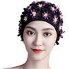 ZEPFJHE Cuffia da bagno unica con perle 3D impreziosite da fiori per il comfort quotidiano Cuffia da nuoto multistrato traspirante per piscina