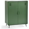 MEUBLE COSY Credenza Soggiorno Mobile Cucina Armadio Cassettiera Camera da Letto Mobiletto per Ufficio con 2 Ante e Ripiani, Industriale, Metallo, Verde, 80x40x102cm