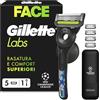 King C. Gillette Gillette Uefa Champions League Special Edition Gillettelabs Rasoio a Mano Libera con Barra Esfoliante Champion Gold Edition, 1 Manico + 5 Lamette di Ricambio, Gancio da Parete e Custodia da Viaggio