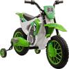 HOMCOM Moto da Cross Elettrica per Bambini con Batteria 12V e Rotelle Rimovibili, Moto Giocattolo in PP e Metallo, 106.5x51.5x68 cm, Verde
