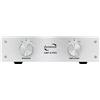 Dynavox AMP-S Pro, interruttore amplificatore e altoparlante in alloggiamento in metallo, per amplificatori stereo e surround, collegamento tramite spina a banana o connettore a morsetto, argento