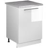 Vicco Mobile lavello cucina Fame-Line, Bianco lucido/Bianco, 60 cm, per la combinazione con altri moduli della serie Fame-Line