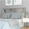 sephironlbb Testiera per letto grigio cemento con ripiani in legno, 160 x 19 x 103,5 cm, montaggio a parete, contenitore per camera da letto, design moderno, accessorio per letto stabile