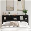 sephironlbb Testiera armadio nero effetto quercia in legno 180 x 19 x 103,5 cm montaggio a parete con spazio e ripiani per camera da letto design moderno