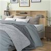 sephironlbb Testiera con ripiani, in rovere Sonoma, 220 x 19 x 103,5 cm, con 4 scomparti, montaggio a parete, schienale stabile, per camera da letto, letto matrimoniale, letto degli ospiti, lettura