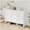 Shye Scarpiera con 3 ante e 2 cassetti - Cassettiera con manici in metallo, molto capiente, antiribaltamento per corridoio/corridoio, bianco, dimensioni: B120/H90/T35 cm.