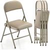 BULAGE Set da 4 sedie pieghevoli imbottite, sedia pieghevole di Alta qualità in Metallo, comode e impilabili, portata: 158 kg, sedie pieghevoli da esterno interno per cucina, yoga, campeggio, kaki