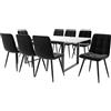 Trdlpyn Set da Tavolo e Sedie da Pranzo 9 pezzi, Tavolo da pranzo Telescopico 140-180 x 80 x 75 cm e 8 Sedie, per Cucina e Soggiorno, Piano moderno in MDF Bianco con Motivi in Marmo