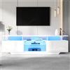 TIZZ Mobile TV 160 x 40 x 45 cm, con 2 armadi, soggiorno, mobile TV lucido con striscia luminosa a LED, moderno centro di intrattenimento TV con 8 ripiani, MDF, TV da 70 pollici