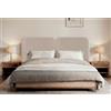 DHOME Testiera Imbottita Liscia Curva in Tessuto Aqualine Altezza 70cm da Parete Fonoassorbente Testiere Assorbenti Testata Letto Camera da Letto (Beige, 180cm Dual)