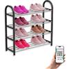 Kyokondo Scaffalatura Scarpe, sapateira, shoe rack. Scarpiera 50 cm larghezza per 8 paia. Scarpiera, 4 livelli, cromato e nero. Organizer per piccoli spazi (confezione da 1 pz.)