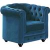 Vente-unique-Poltrona CHESTERFIELD in velluto Verde petrolio