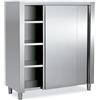 Générique Armadio INOX professionale 1500 x 500 x 1800 mm - 2 ante scorrevoli - 3 ripiani - Piedi 130 mm