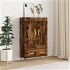 MOBCANT Credenza, Mobile contenitore Mobile cucina Mobiletto ingresso Mobili soggiorno Utilizzabile per Albergo Cucina Soggiorno Camera da letto Rovere Fumo 69,5x31x115 cm in Legno Multistrato