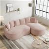 Trdlpyn Divano Angolare Curvo in Tessuto Chenille con Chaise Longue, Divano Modulare a L Senza Struttura, divano Nuvola 3 Posti con Cuscini per Soggiorni, Rosa(Nessun Montaggio)