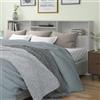 sephironlbb Testiera con ripiani, grigio cemento, 220 x 19 x 103,5 cm, in legno con montaggio a parete, robusta struttura per letto, imbottita, autoportante, ideale per letto matrimoniale e lettura