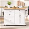 SACOOL Isola da cucina mobile con ruote, 100 x 60 cm, tavolo da pranzo allungabile, carrello da cucina con cassetti multifunzionali, ideale per cucina e sala da pranzo (bianco)