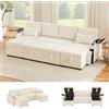 Bladez Divano angolare a forma di U in velluto a coste con letto per ospiti estraibile, moderno divano a 4 posti con vano portaoggetti, portabicchieri e funzione letto, seduta chaise longue, comfort 150 kg