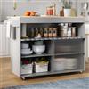 VS VanShine Isola da cucina mobile, carrello da cucina, tavolo da pranzo estensibile, armadietto da buffet, armadio da cucina, ante scorrevoli in vetro temperato, ripiani regolabili, portasciugamani