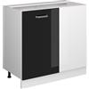 Vicco Mobile ad angolo cucina R-Line, Nero lucido, 86 cm senza piano di lavoro, per la libera combinazione all'interno di sistemi cucina modulari