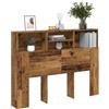 sephironlbb Testiera con vano portaoggetti, effetto legno anticato, 140 x 19 x 103,5 cm, con quattro scomparti, montaggio a parete, accessorio moderno per camera da letto, per letto matrimoniale e