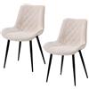 PPkrimnel Set di 2 Sedie da Pranzo per Cucina Soggiorno e Camera da Letto Imbottite in Ciniglia Ergonomiche Con Bordo Unico e Gambe Metalliche Colore Kaki