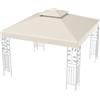 HOMASIS Telo Gazebo 3x3m, Copertura Impermeabile in Poliestere, Tetto Doppio di Ricambio Con Fori di Drenaggio e Chiusure, per Feste, Matrimoni (Beige)
