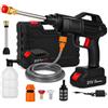 SVE Pistola idropulitrice da 300 W per molteplici usi Pulitore wireless ad alta pressione con accessori per lavatrice ad alta pressione portatile Include 2 batterie