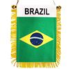 Anley Bandiera brasiliana Anley 4 x 6 pollici da appendere alla finestra - mini bandiera e decorazione specchietto retrovisore auto - con frange e bifacciale - bandiera brasiliana