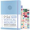 GoGirl Planner PRO Schedule - Agenda senza data con fessure orarie, mensile, settimanale e giornaliera, agenda per la gestione del tempo, 18 x 25,5 cm, copertina rigida, dura 1 anno, pervinca