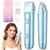 Bamkmbe Rasoio Elettrico Donna, 2 in 1 Impermeabile Depilatore Corpo Donna, bikini a doppia testa, Tagliapeli corporeo per donna Epilatore, IPX7 Display LED Uso a secco/bagnato, Viso e Corpo (Blu)