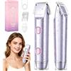 Bamkmbe Rasoio Elettrico Donna, 2 in 1 Impermeabile Depilatore Corpo Donna, bikini a doppia testa, Tagliapeli corporeo per donna Epilatore, IPX7 Display LED Uso a secco/bagnato, Viso e Corpo (Viola)