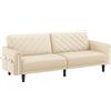 Yaheetech Divano letto largo 200 cm, divano 2/3 posti con funzione sonno, divano letto con 3 angoli regolabili, ideale per soggiorno, Beige