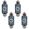 A2ZWORLD 4 Pezzi Lampada Led Siluro 12V 24V, 39mm, Luce Auto Camion Canbus No Errore, SV8.5 C5W C10W, 2.5W 120lumens, 8 SMD 2016, Bianco Freddo 6500K