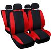 Lupex Shop Zip_N.R Copri-sedili Auto Universale Nero Rosso | Set Copri-Sedile Universali per Anteriori e Posteriori | Accessori Auto Interno