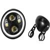 Generic Faro LED for moto 5.75 per Honda for Shadow VT600 VT750 VT1100 VTX1300 con staffa di montaggio alloggiamento secchio(Set A)