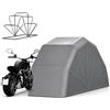 Koyike Garage Moto Pieghevole con Telaio in Acciaio Inox Quadrato 20mm, Copertura Moto Impermeabile 600D Oxford con 2 Finestre e Serratura a Terra, Box Moto Esterno(Gray,2.6 * 1.3 * 1.6M)