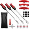 OulQinyhome 28 Pezzi Leva a Cucchiaio in Acciaio Kit - Leva di Montaggio per Pneumatici con 3 Protezioni per Cerchi - Smontagomme per Moto, Bici, Auto e Scooter