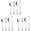 Herogo Set di posate per bambini, 12 pezzi, in acciaio inox, manico a martello, con 3 forchette, 3 coltelli, 3 cucchiai, 3 piccoli cucchiai, sani