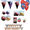 Generico Kit Compleanno Tavola CAR: 16 piatti 20cm, 16 piatti 18cm, 16 bicchieri 200ml, 20 tovaglioli 33x33, 1 Palloncino in Mylar 76cm, Bandierine Triangolari 3 metri, 1 Palloncino in Mylar 45cm,1 Candela