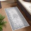 carpet city Tappeto reversibile per interni ed esterni, colore grigio, 80 x 150 cm, ornamenti, resistente alle intemperie, per balcone, terrazza, passatoia moderno, per interni ed esterni, cucina