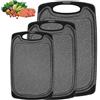 NEXROLA tagliere da cucina, set di 3 taglieri, tagliere in plastica da cucina con scanalatura anti-fuoriuscita + foro per appendere Nero